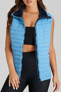 Quilted Full Zip Fuzzy Collar Puffer Vest