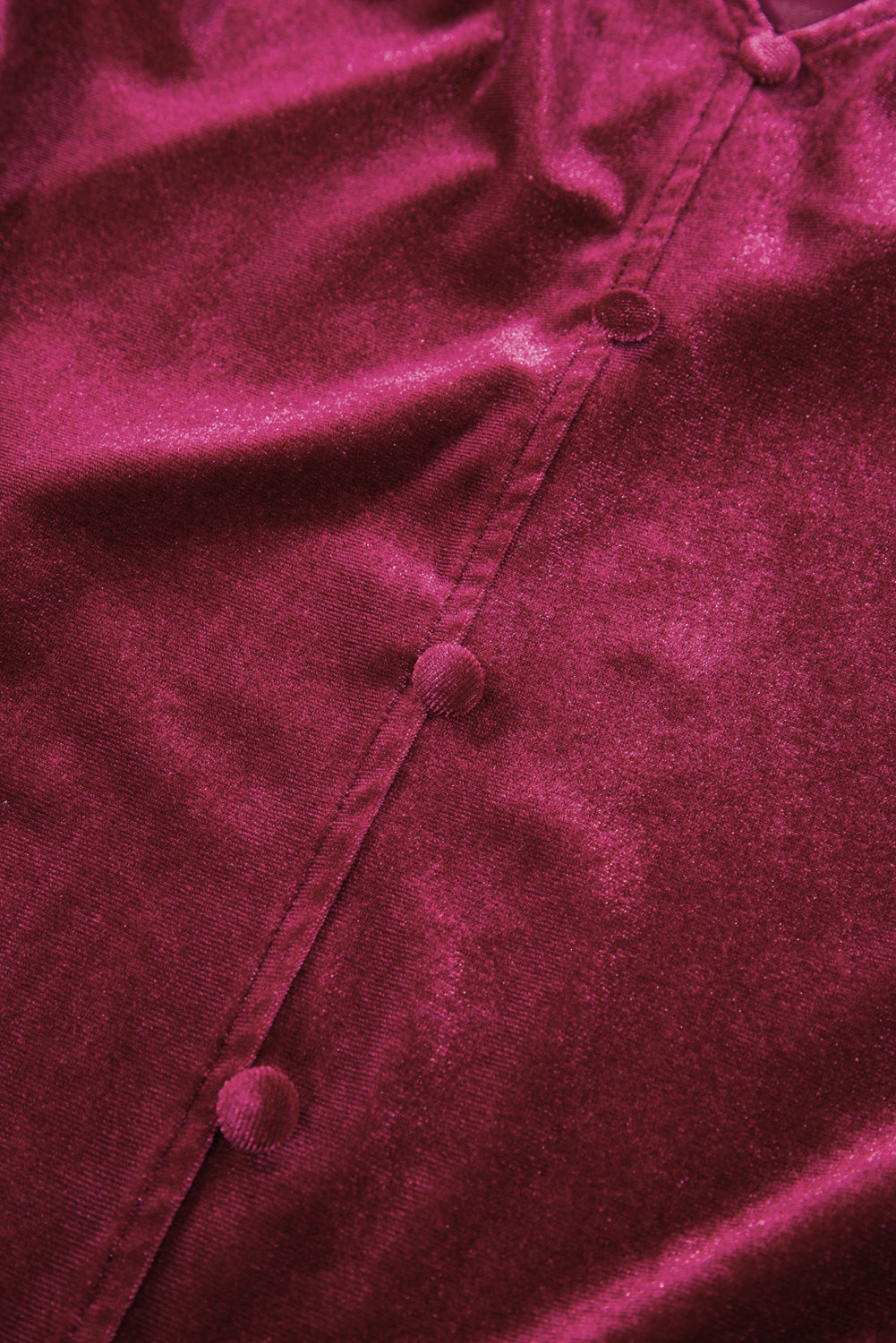 Burgundy Sequin Sleeve Button Up Velvet Top