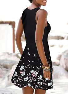 Black Floral Sleeveless Shift Dress