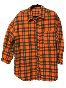 Green & Orange Plaid Curvy Size Button Up Shirt