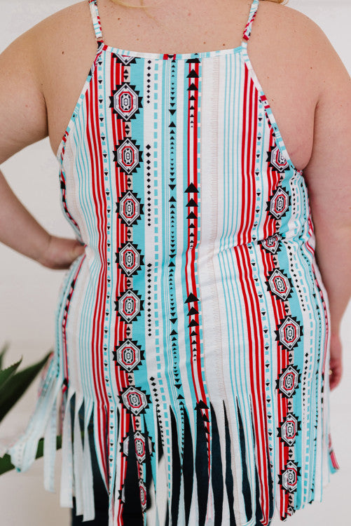 Aztec Fringed Curvy Size Tank